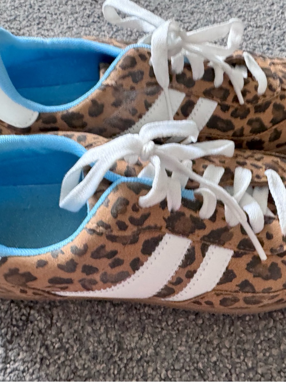Leopard Print Lace-Up Athletic Sneakers with White Stripes